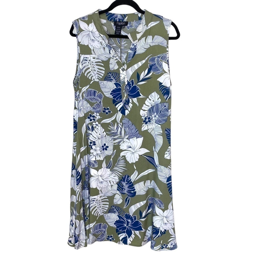 PAPILLON Womens Palm Print Vacation Midi Dress